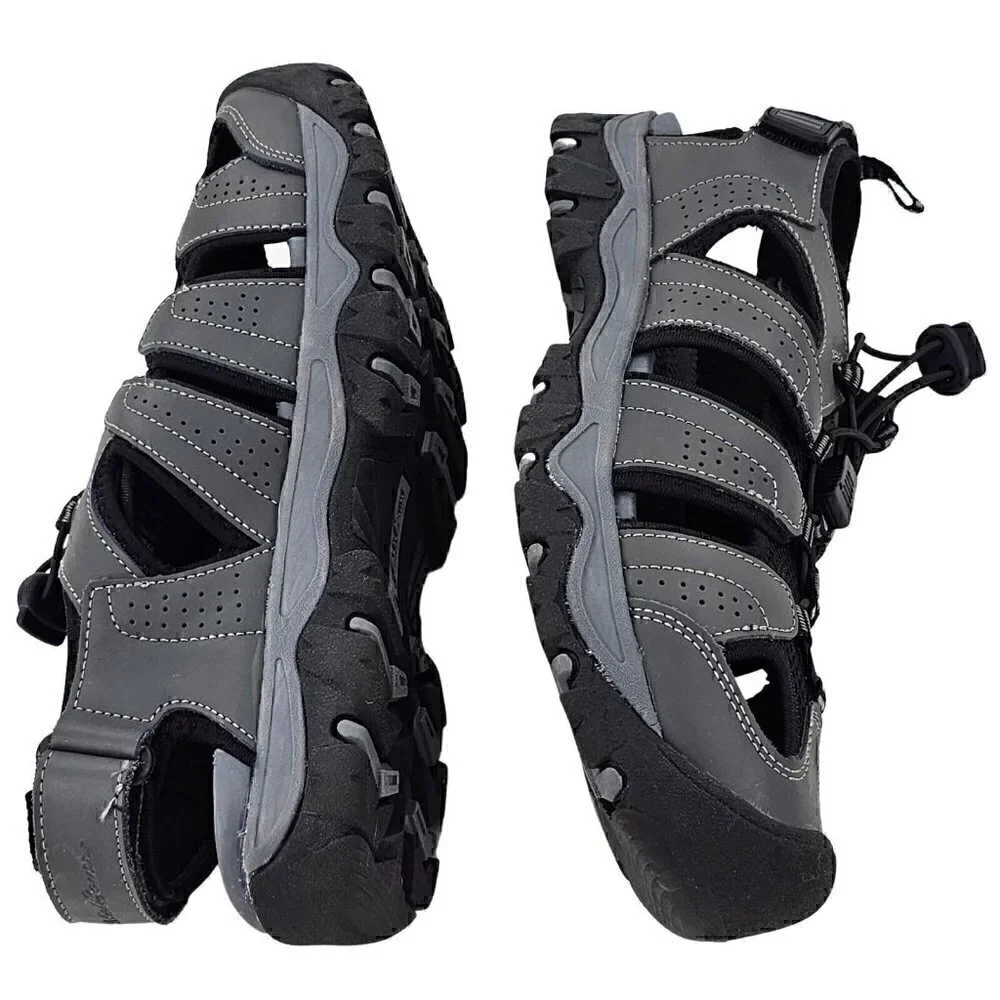 EDDIE BAUER Stewart Bump Toe Gray Leather Bump Toe Fishermans Sandal 11M